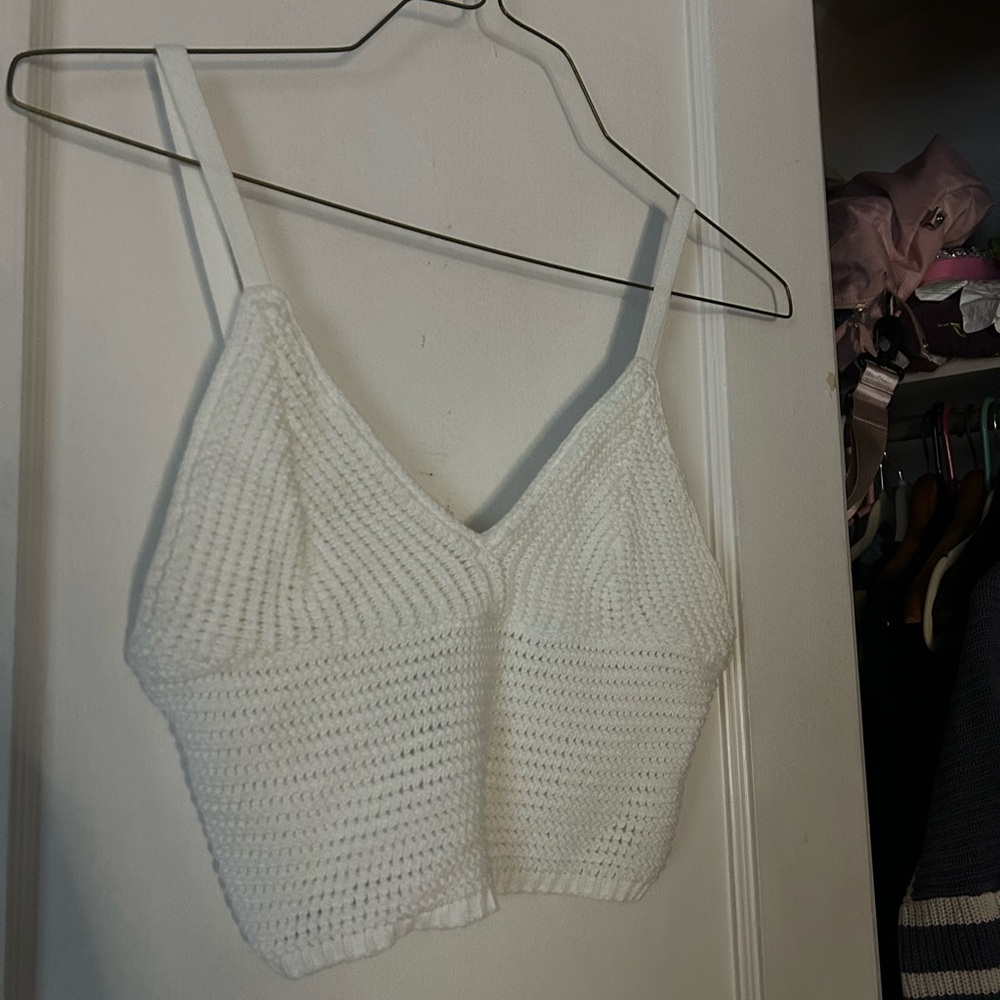 Hollister White Textured Knit Top